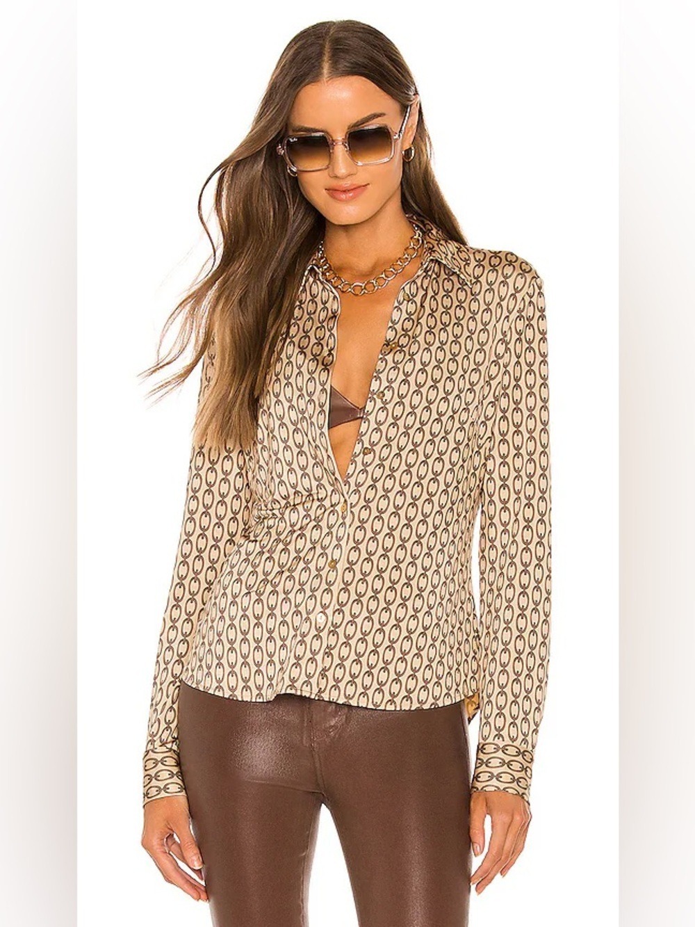 L'AGENCE Harmony Chain Print Blouse Size S